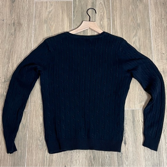 Vintage Izod Sweater Cable Knit 80’s 90’s Y2K Preppy Navy Blue Knit Grandpa Core - Picture 4 of 12